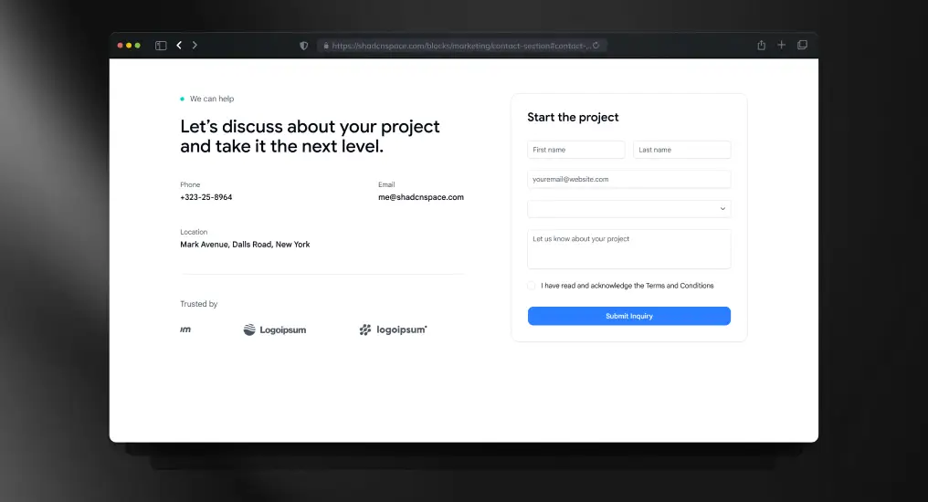 Project Inquiry Contact Form
