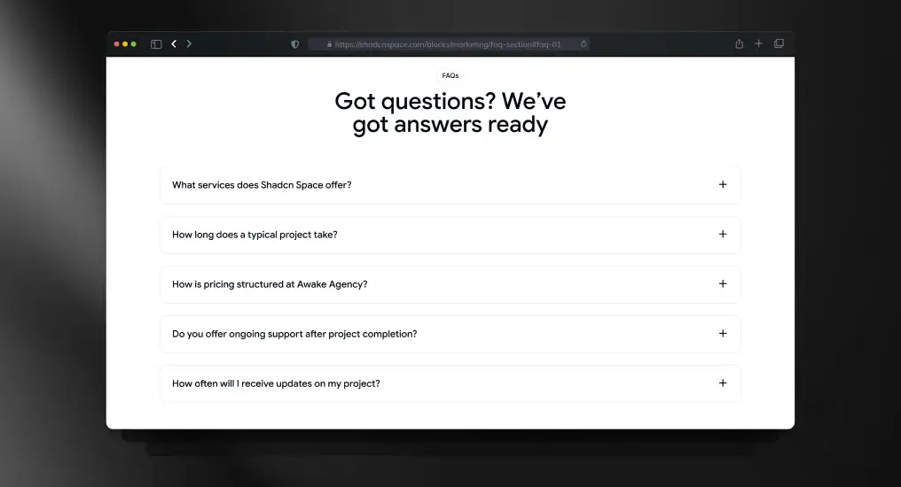 Accordion-Style FAQ Section
