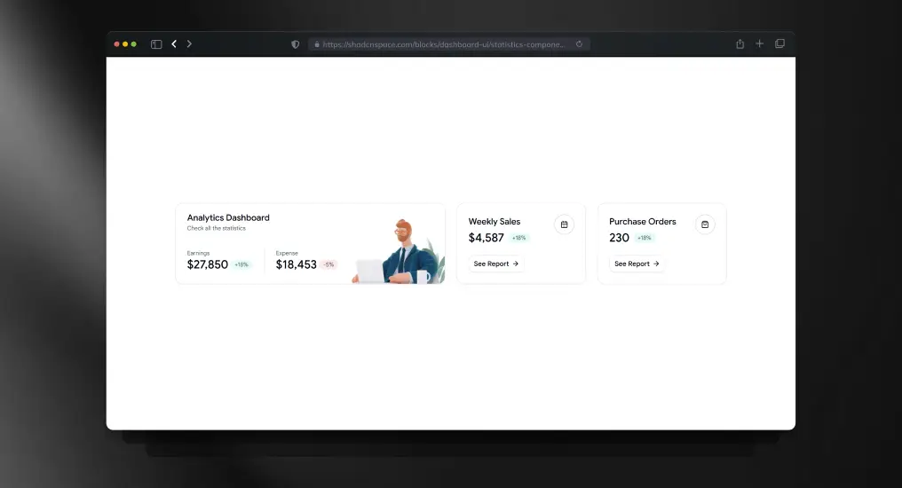 Statistics Section with KPI Cards
