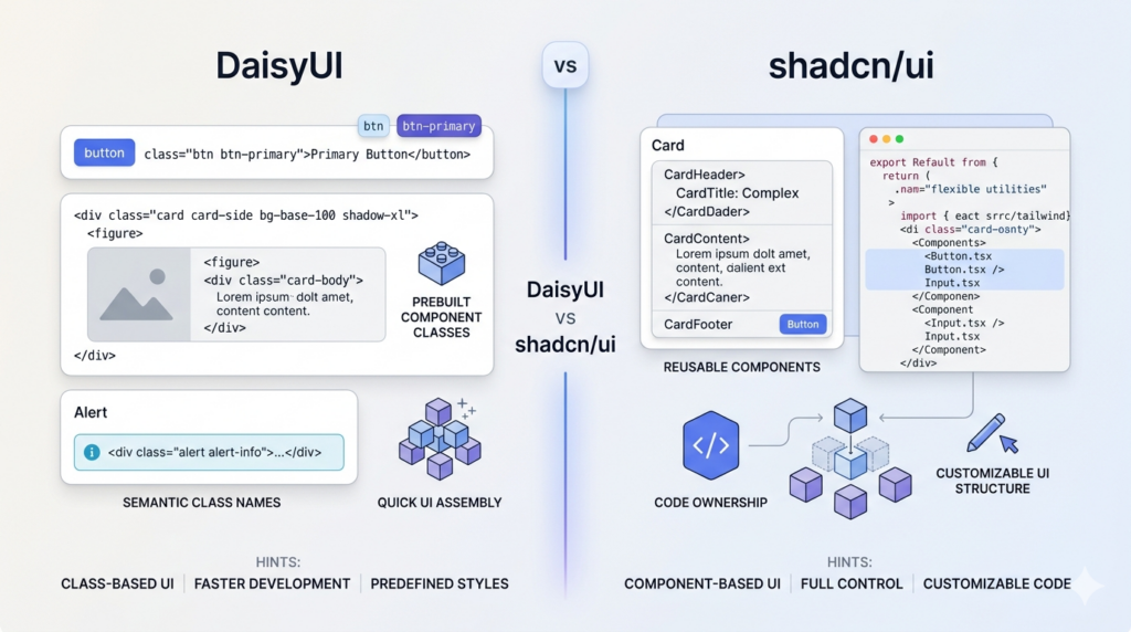 Differences Between DaisyUI and shadcn/ui