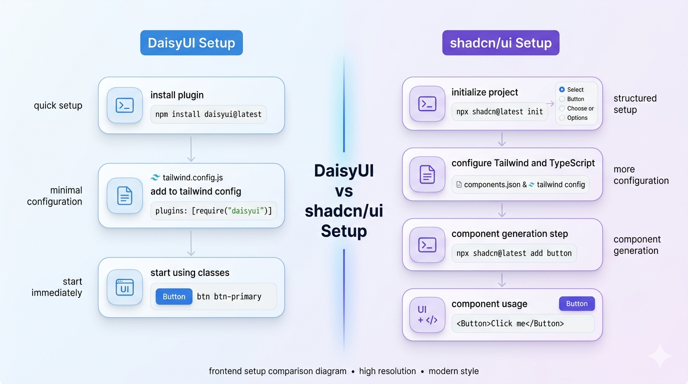 DaisyUI vs shadcn/ui: Full Comparison for Developers
