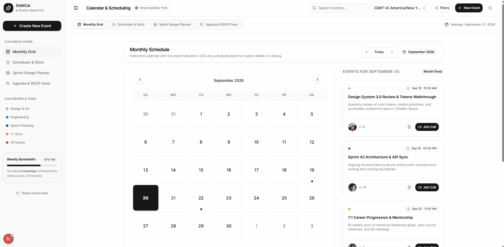 Calendar App View